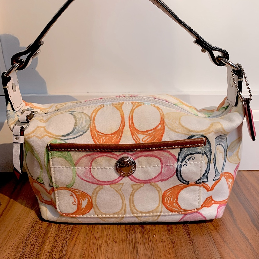 Multicolored Scribble Print Coach minibag
